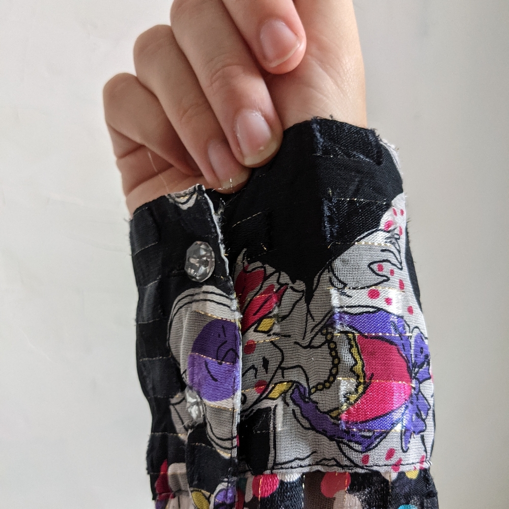 Funky Pattern See-Through Blouse - Picture 6 of 12